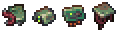Los diferentes sprites del Wulfrum Metal Scrap obtenido al ser dejado por los enemigos.