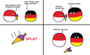 Reedición en español de uno de los primeros cómics de Polandball realizados, mostrando a Polonia y Alemania