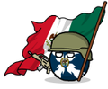 Bubu chiapaneco armado y con la bandera de Italia con escudo