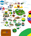 mapa Polandball de Colombia (con San Andrés representado como ball)