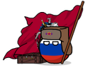 El armero ruso con la bandera de la Nueva Contantinopla